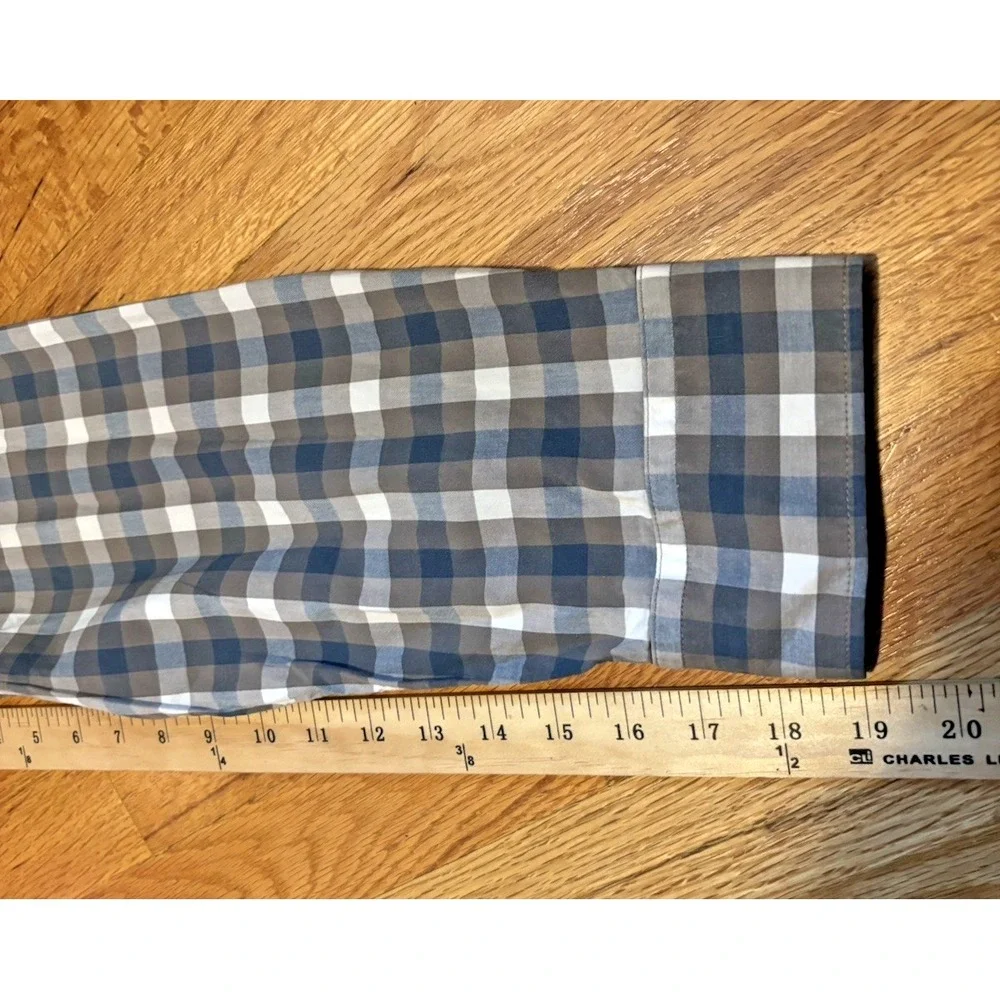 Banana Republic Men's Button-Down Shirt XL Cotton Blue/Gray Plaid Classic Casual